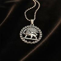 Urthn Persian Lion and Sun Pendent Necklace for Mens(Pack of 6)