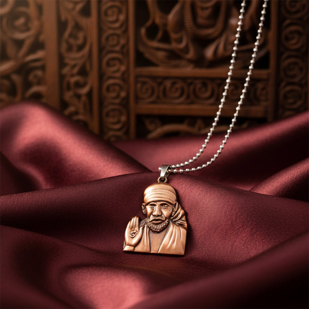 Urthn Rose Gold Plated Sai Baba Pendant Necklace for Men(Pack of 6)