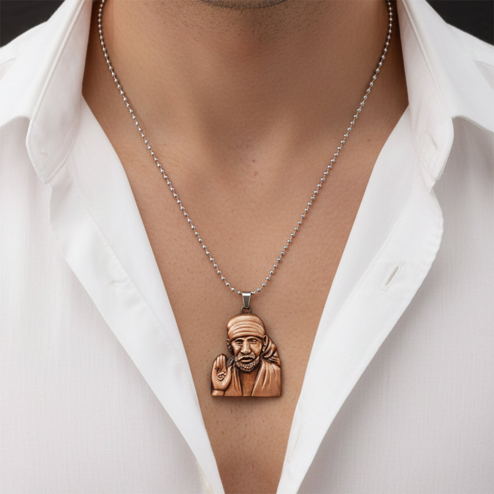 Urthn Rose Gold Plated Sai Baba Pendant Necklace for Men(Pack of 6)
