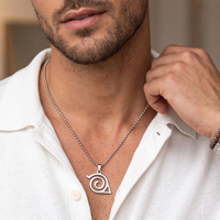 Urthn Spiral Design Steel Chain Pendant for Men