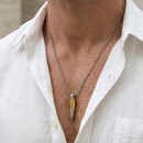 Urthn Gold & Silver Tone Bullet Shape Pendant Necklace for Men(Pack of 6)