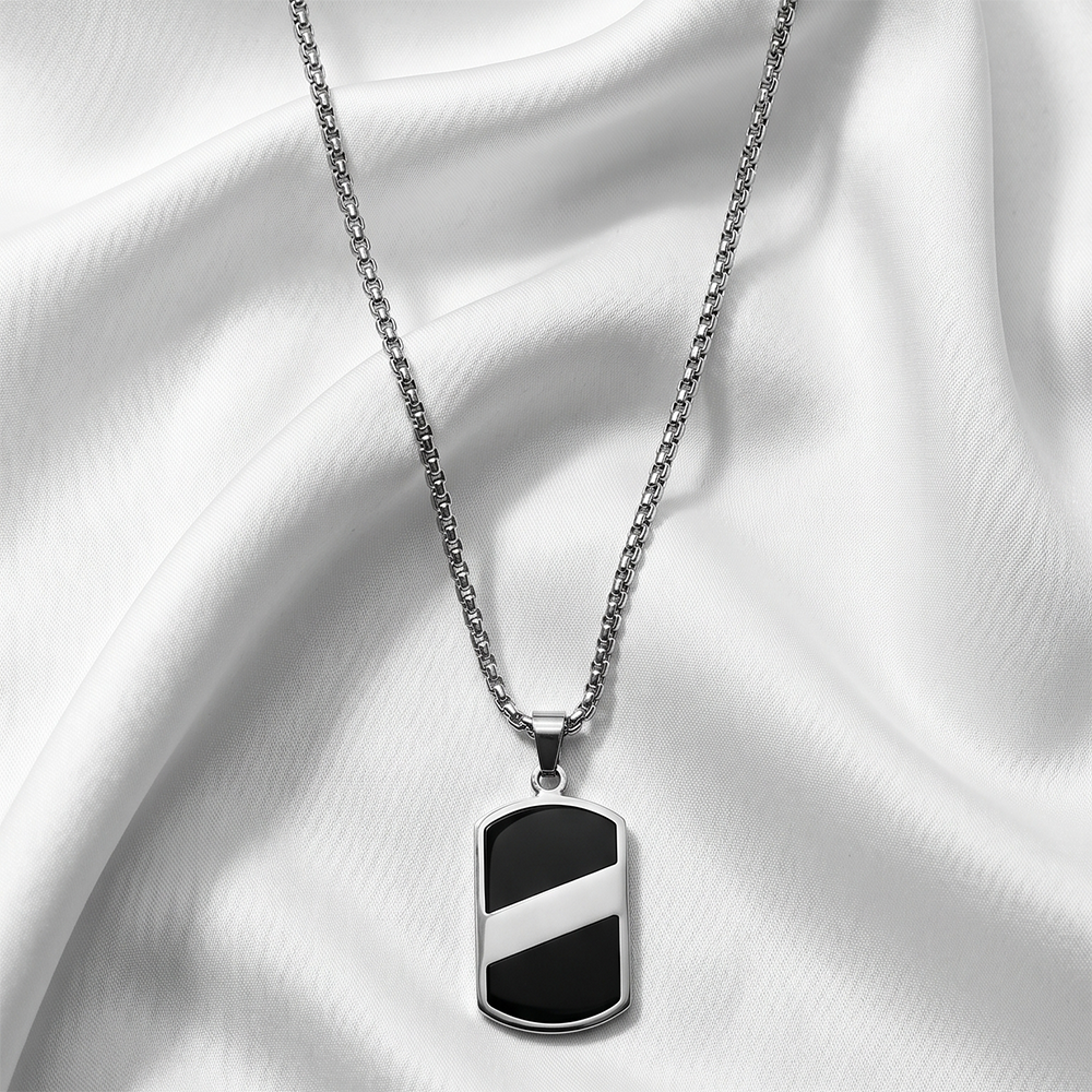 Urthn Luxury Black Finish Steel Chain Pendant for Men (Pack of 6)
