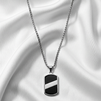 Urthn Luxury Black Finish Steel Chain Pendant for Men (Pack of 6)