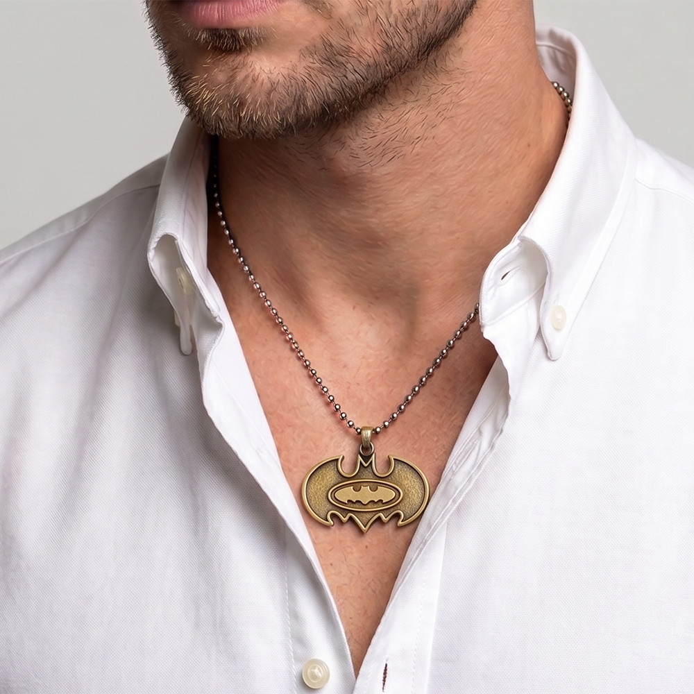 Urthn Stylish Bat Symbol Steel Chain Pendant for Men