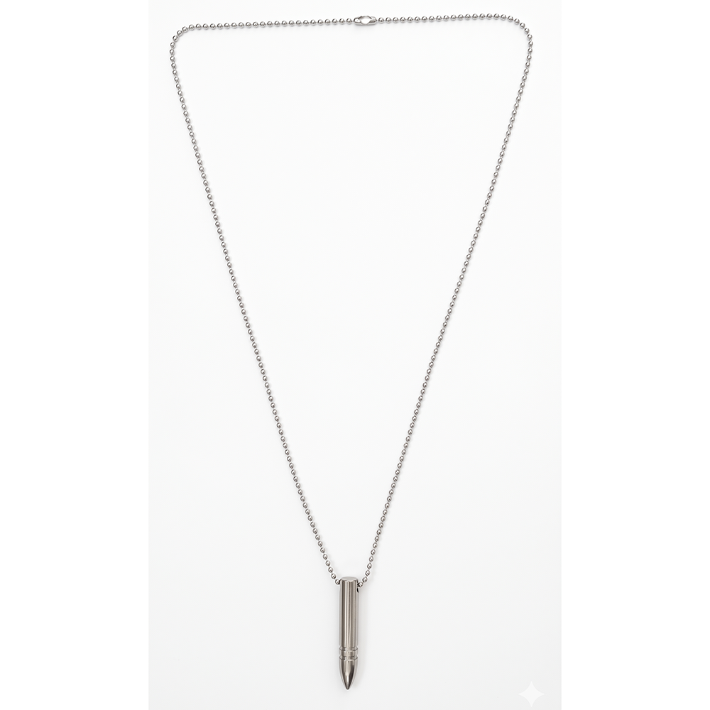 Urthn Silver Tone Bullet Shape Pendant Necklace for Men (Pack of 6)