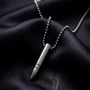 Urthn Silver Tone Bullet Shape Pendant Necklace for Men