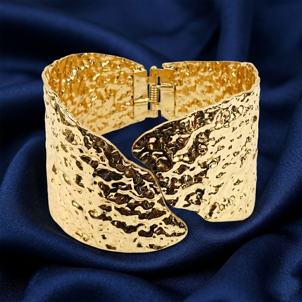 Urthn Hammered Texture Gold Plated Openable Cuff Kada(Pack of 3)