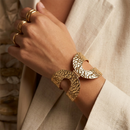 Urthn Gold Plated Textured CutOut Stylish Openable Kada (Pack of 3)