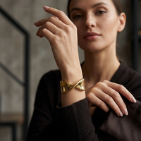 Urthn Eye-Catching Gold Finish Statement Kada Bracelet for women(Pack of 6)