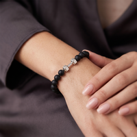 Urthn Premium Matte Stone Bracelet with Dumbbell Charm(Pack of 6)