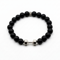 Urthn Premium Matte Stone Bracelet with Dumbbell Charm(Pack of 6)