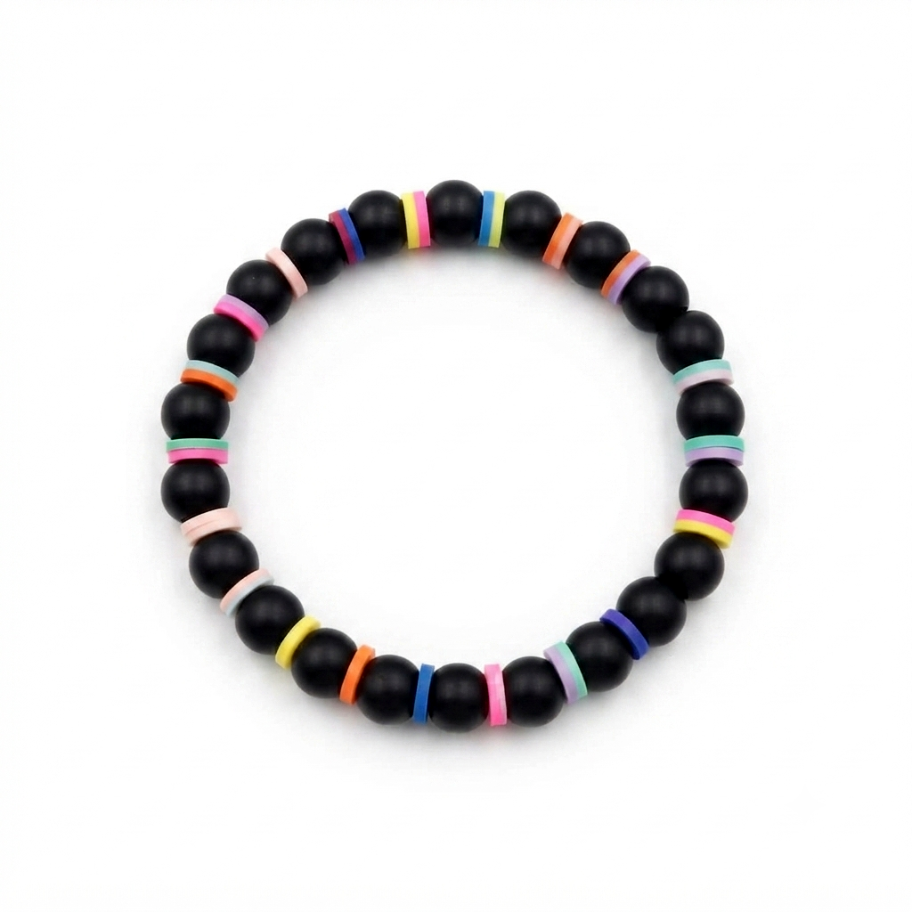 Urthn Minimalist Black Beaded Bracelet(Pack of 6)