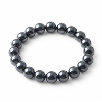 Urthn Natural Hematite Beads Stretch Bracelet for Men & Women(Pack of 6)