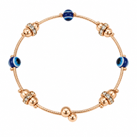 Urthn Rose Gold Tone Round Shape Evil Eye Adjustable Bracelet for Women(Pack of 6)