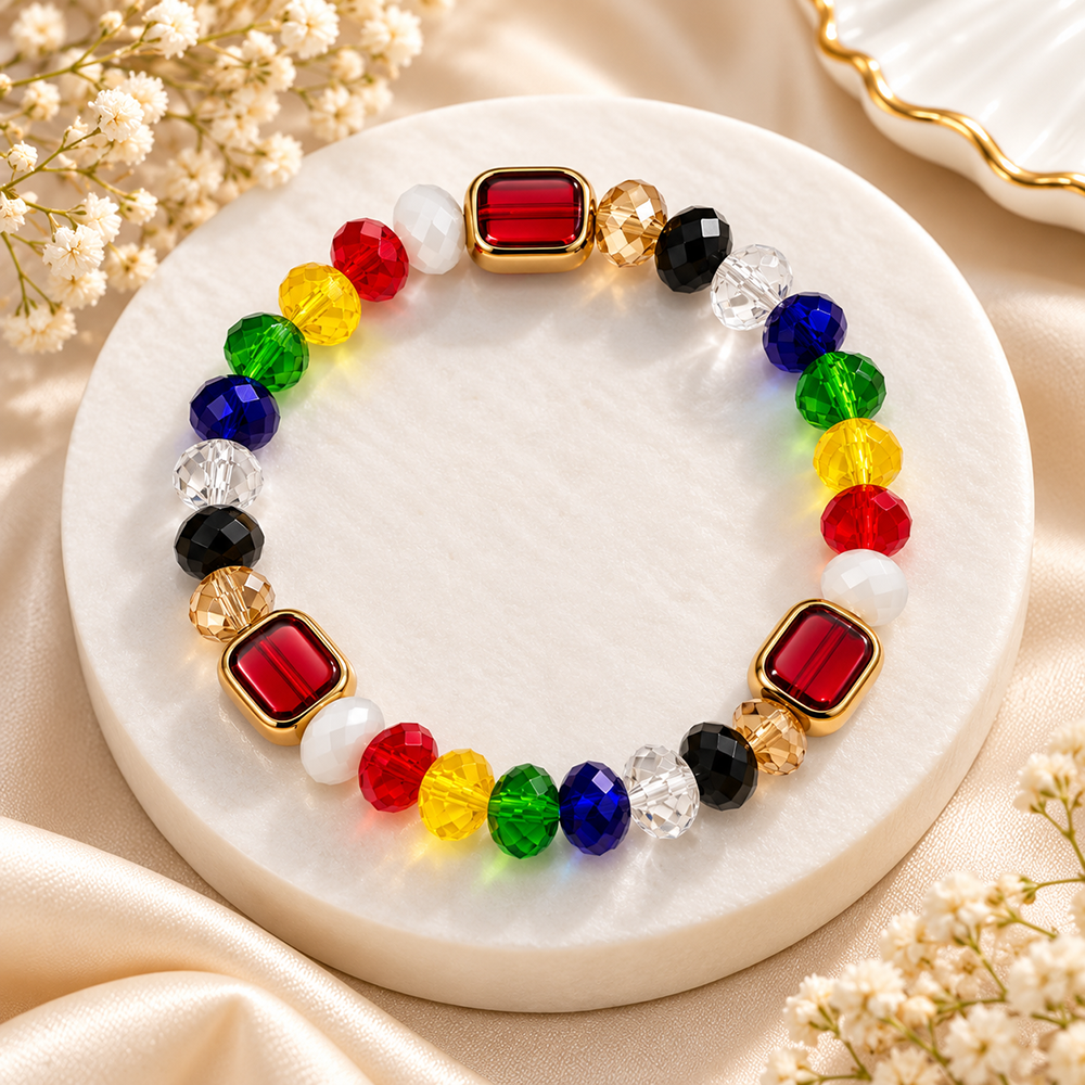 Urthn Colourful Beads Bracelet with Charm Stylish Fashion Accessory Men's & Women