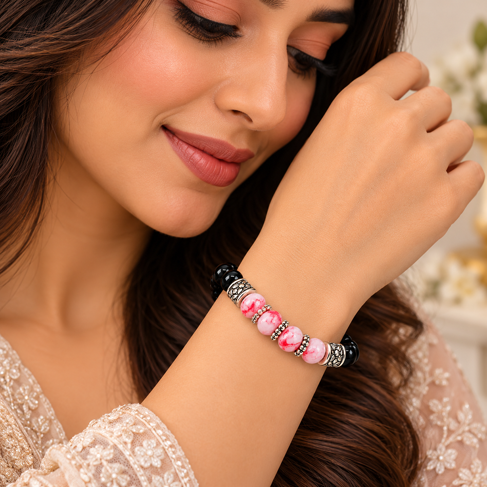 Urthn Fashionable Beaded Charm Bracelet | Trendy Jewellery Accessory for Women & Girls(Pack Of 3 )