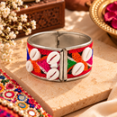 Urthn Colourful Navratri Shell & Mirror Work Traditional Kada Bracelet