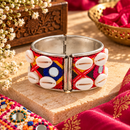 Urthn Colourful Navratri Shell & Mirror Work Traditional Kada Bracelet
