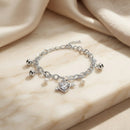Urthn Fashionable Silver Plated With Heart Shape Charm Bracelet with Pearl Drops