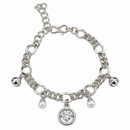 Urthn Fashionable Silver Plated With Round Shape Charm Bracelet with Pearl Drops(Pack Of 6)