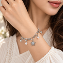 Urthn Fashionable Silver Plated With Star Shape Charm Bracelet with Pearl Drops(Pack Of 6)