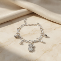 Urthn Fashionable Silver Plated With Owl Shape Charm Bracelet with Pearl Drops