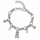 Urthn Fashionable Silver Plated With Teddy Shape Charm Bracelet with Pearl Drops(Pack Of 6)