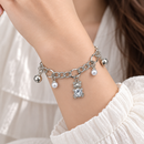 Urthn Fashionable Silver Plated With Teddy Shape Charm Bracelet with Pearl Drops(Pack Of 6)