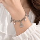 Urthn Fashionable Silver Plated Charm Bracelet with Pearl Drops(Pack Of 6)