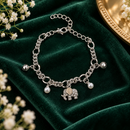 Urthn Fashionable Silver Plated With Elephant  Shape Charm Bracelet with Pearl Drops