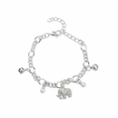 Urthn Fashionable Silver Plated With Elephant  Shape Charm Bracelet with Pearl Drops(Pack Of 6)
