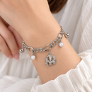 Urthn Fashionable Silver Plated With Elephant  Shape Charm Bracelet with Pearl Drops(Pack Of 6)