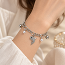 Urthn Fashionable Silver Plated With Fish Shape Charm Bracelet with Pearl Drops(Pack Of 6)