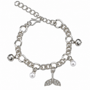 Urthn Fashionable Silver Plated With Plant Shape Charm Bracelet with Pearl Drops(Pack Of 6)