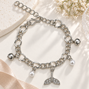 Urthn Fashionable Silver Plated With Plant Shape Charm Bracelet with Pearl Drops