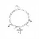 Urthn Fashionable Silver Plated With Bow Shape Charm Bracelet with Pearl Drops(Pack Of 6)