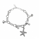 Urthn Fashionable Silver Plated With Star Fish Shape Charm Bracelet with Pearl Drops(Pack Of 6)