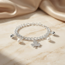 Urthn Fashionable Silver Plated With Clover Shape Charm Bracelet with Pearl Drops