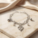 Urthn Fashionable Silver Plated With Heart Shape Charm Bracelet with Pearl Drops(Pack Of 6)