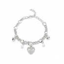Urthn Fashionable Silver Plated With Heart Shape Charm Bracelet with Pearl Drops(Pack Of 6)