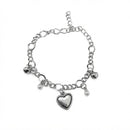 Urthn Fashionable Silver Plated With Heart Shape Charm Bracelet with Pearl Drops(Pack Of 6)