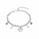 Urthn Fashionable Silver Plated With Heart Shape Charm Bracelet with Pearl Drops(Pack Of 6)