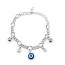 Urthn Fashionable Silver Plated With Evil Eye Shape Charm Bracelet with Pearl Drops(Pack Of 6)