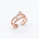 Urthn Rose Gold Plated American Diamond and Brass Adjustable Ring(Pack of 6)