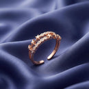 Urthn Rose Gold Plated American Diamond and Brass Adjustable Ring