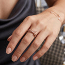Urthn Rose Gold Plated American Diamond and Brass Adjustable Ring(Pack of 6)
