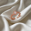 Urthn Rose Gold Plated American Diamond and Brass Adjustable Ring