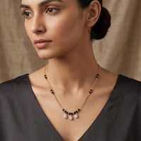 Urthn  Classic Gold-Plated Mangalsutra with Sparkling Crystal Charms (Set of 3)