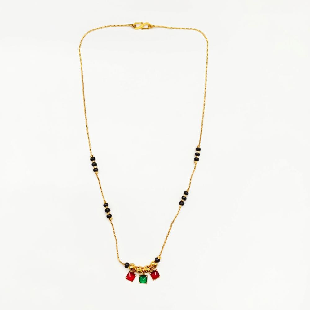 Urthn  Classic Gold-Plated Mangalsutra with Sparkling Crystal Charms (Set of 3)