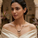Urthn  Classic Gold-Plated Mangalsutra with Sparkling Crystal Charms (Set of 3)